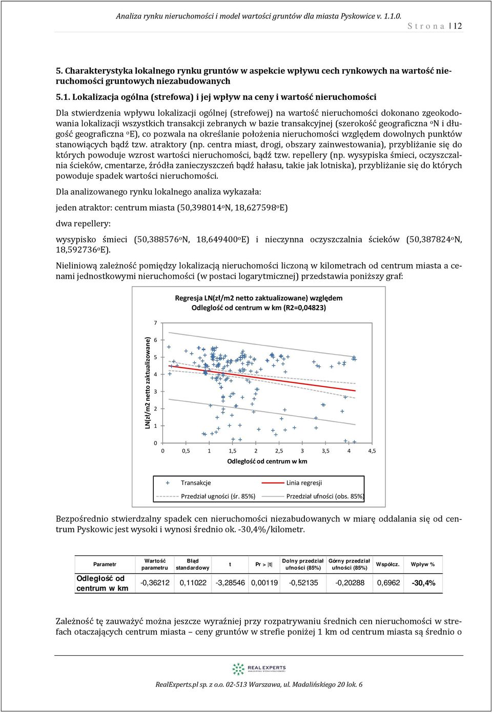 transakcji zebranych w bazie transakcyjnej (szerokość geograficzna o N i długość geograficzna o E), co pozwala na określa położenia ruchomości względem dowolnych punktów stanowiących bądź tzw.