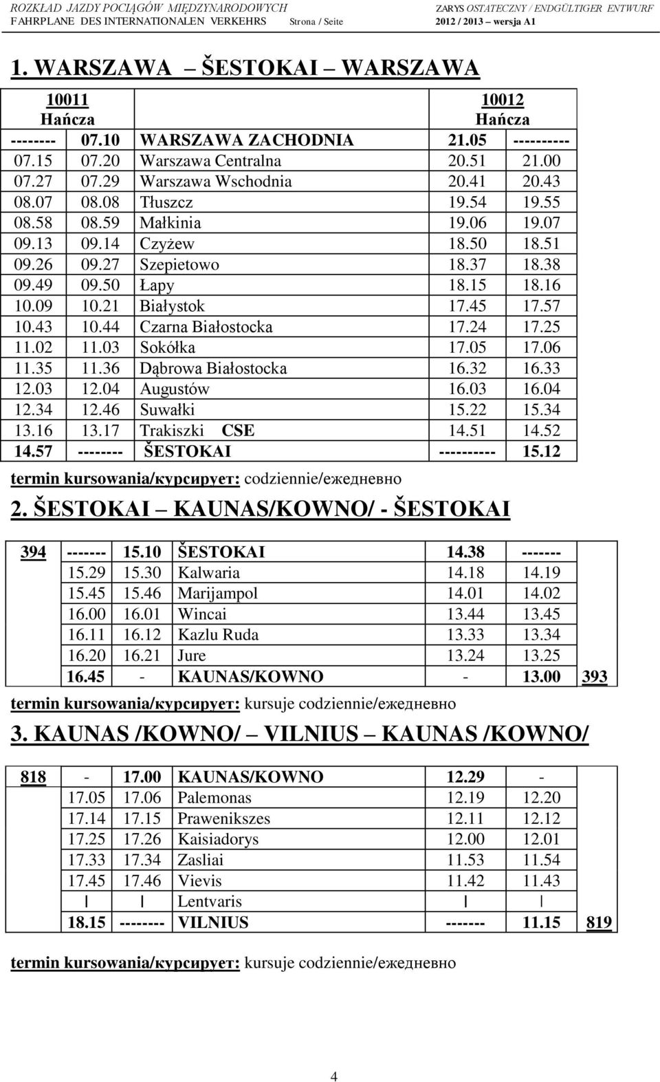 44 Czarna Białostocka 17.24 17.25 11.02 11.03 Sokółka 17.05 17.06 11.35 11.36 Dąbrowa Białostocka 16.32 16.33 12.03 12.04 Augustów 16.03 16.04 12.34 12.46 Suwałki 15.22 15.34 13.16 13.