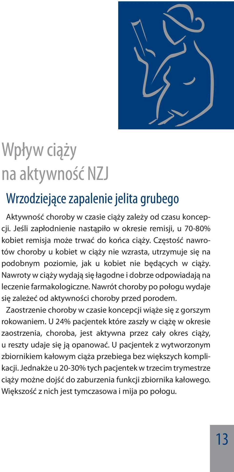 Częstość nawrotów choroby u kobiet w ciąży nie wzrasta, utrzymuje się na podobnym poziomie, jak u kobiet nie będących w ciąży.