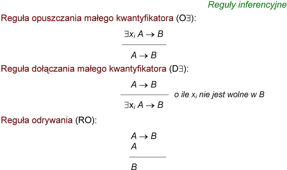 dołączania małego kwantyfikatora (D ): A B x i A