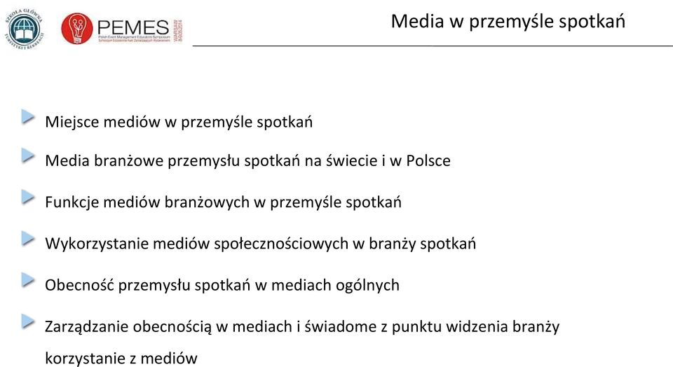 społecznościowych w branży spotkań Obecność przemysłu spotkań w mediach ogólnych