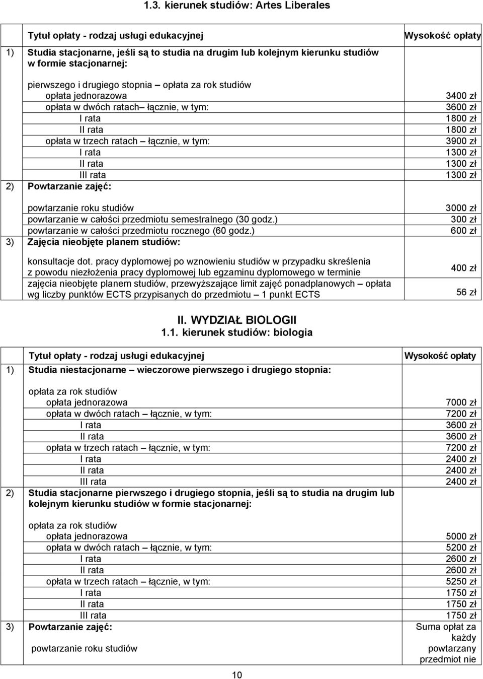 pracy dyplomowej po wznowieniu studiów w przypadku skreślenia z powodu niezłożenia pracy dyplomowej lub egzaminu dyplomowego w terminie zajęcia nieobjęte planem studiów, przewyższające limit zajęć