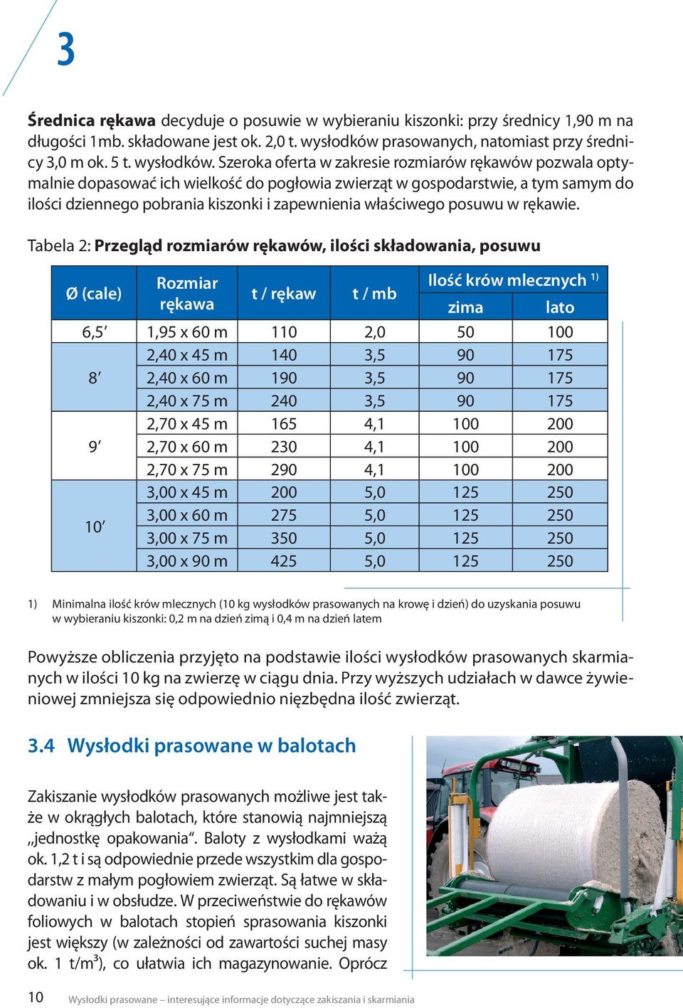 Szeroka oferta w zakresie rozmiarów rękawów pozwala optymalnie dopasować ich wielkość do pogłowia zwierząt w gospodarstwie, a tym samym do ilości dziennego pobrania kiszonki i zapewnienia właściwego