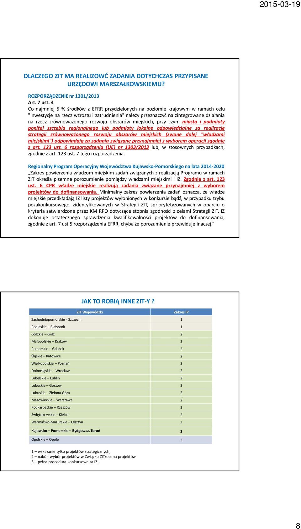 rozwoju obszarów miejskich, przy czym miasta i podmioty poniżej szczebla regionalnego lub podmioty lokalne odpowiedzialne za realizację strategii zrównoważonego rozwoju obszarów miejskich (zwane