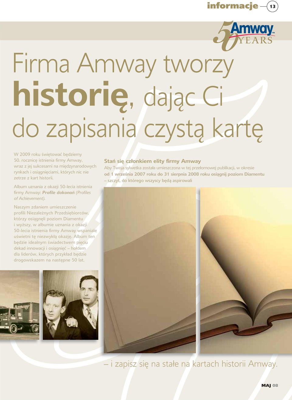 Album uznania z okazji 50-lecia istnienia firmy Amway: Profile dokonań (Profiles of Achievement).