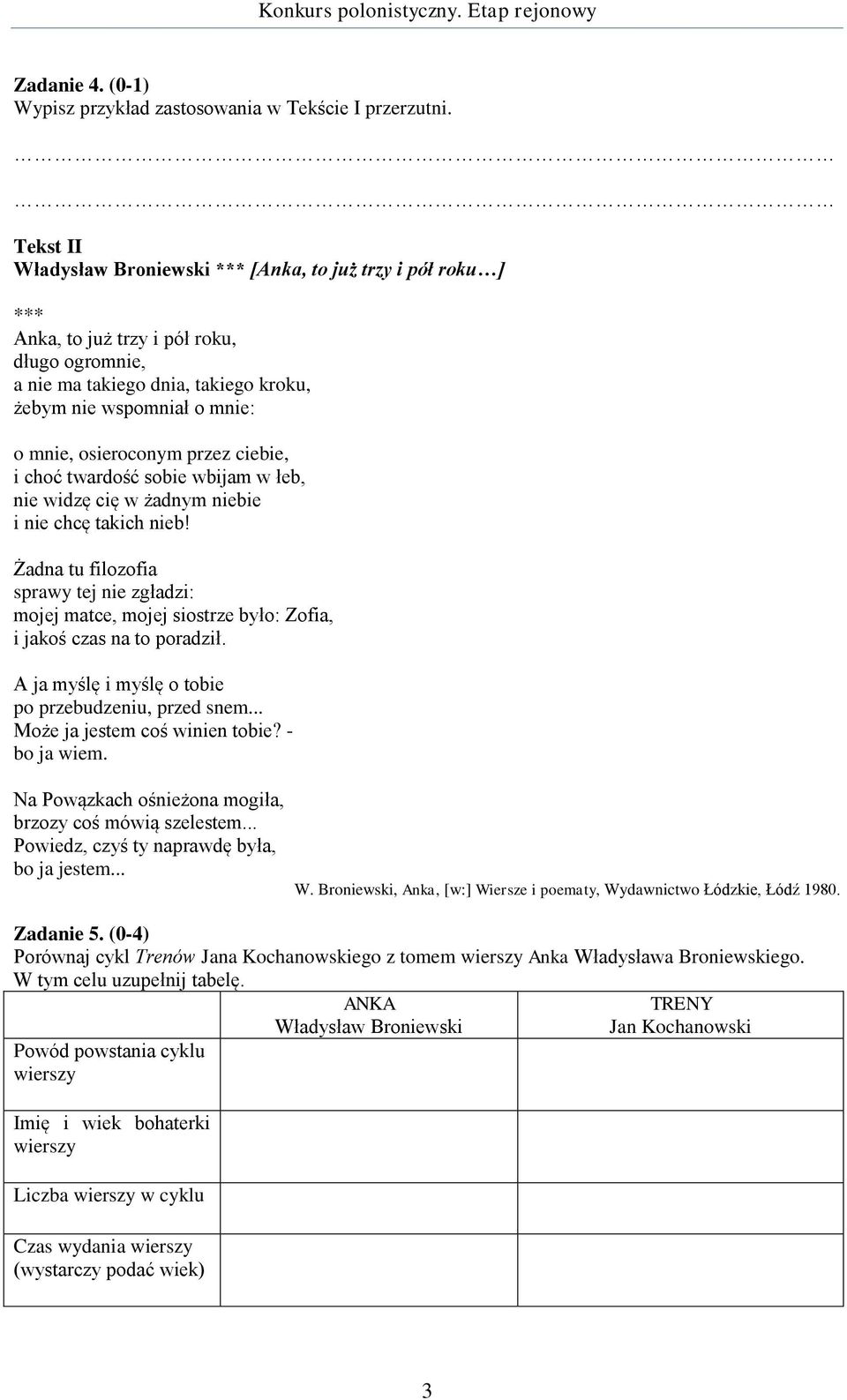 osieroconym przez ciebie, i choć twardość sobie wbijam w łeb, nie widzę cię w żadnym niebie i nie chcę takich nieb!