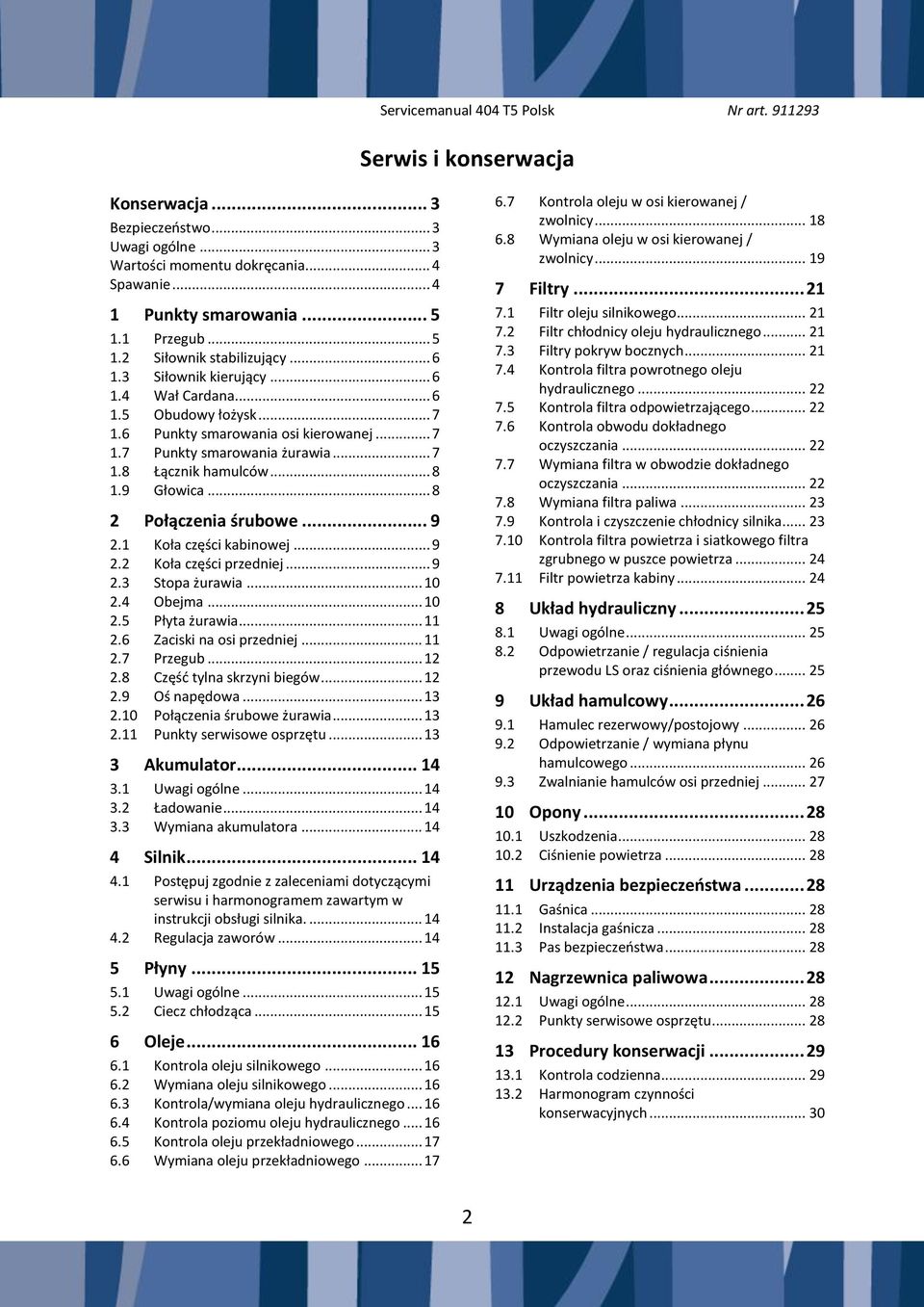 .. 8 2 Połączenia śrubowe... 9 2.1 Koła części kabinowej... 9 2.2 Koła części przedniej... 9 2.3 Stopa żurawia... 10 2.4 Obejma... 10 2.5 Płyta żurawia... 11 2.6 Zaciski na osi przedniej... 11 2.7 Przegub.