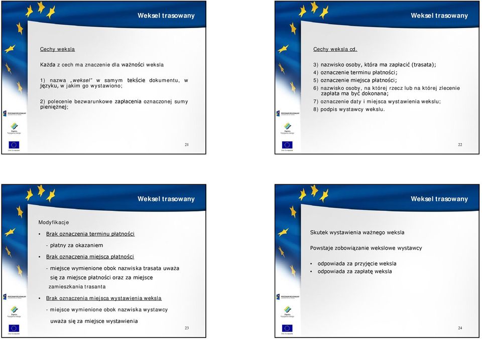 osoby, która ma zapłacić (trasata); 4) oznaczenie terminu płatności; 5) oznaczenie miejsca płatności; 6) nazwisko osoby, na której rzecz lub na której zlecenie zapłata ma być dokonana; 7) oznaczenie