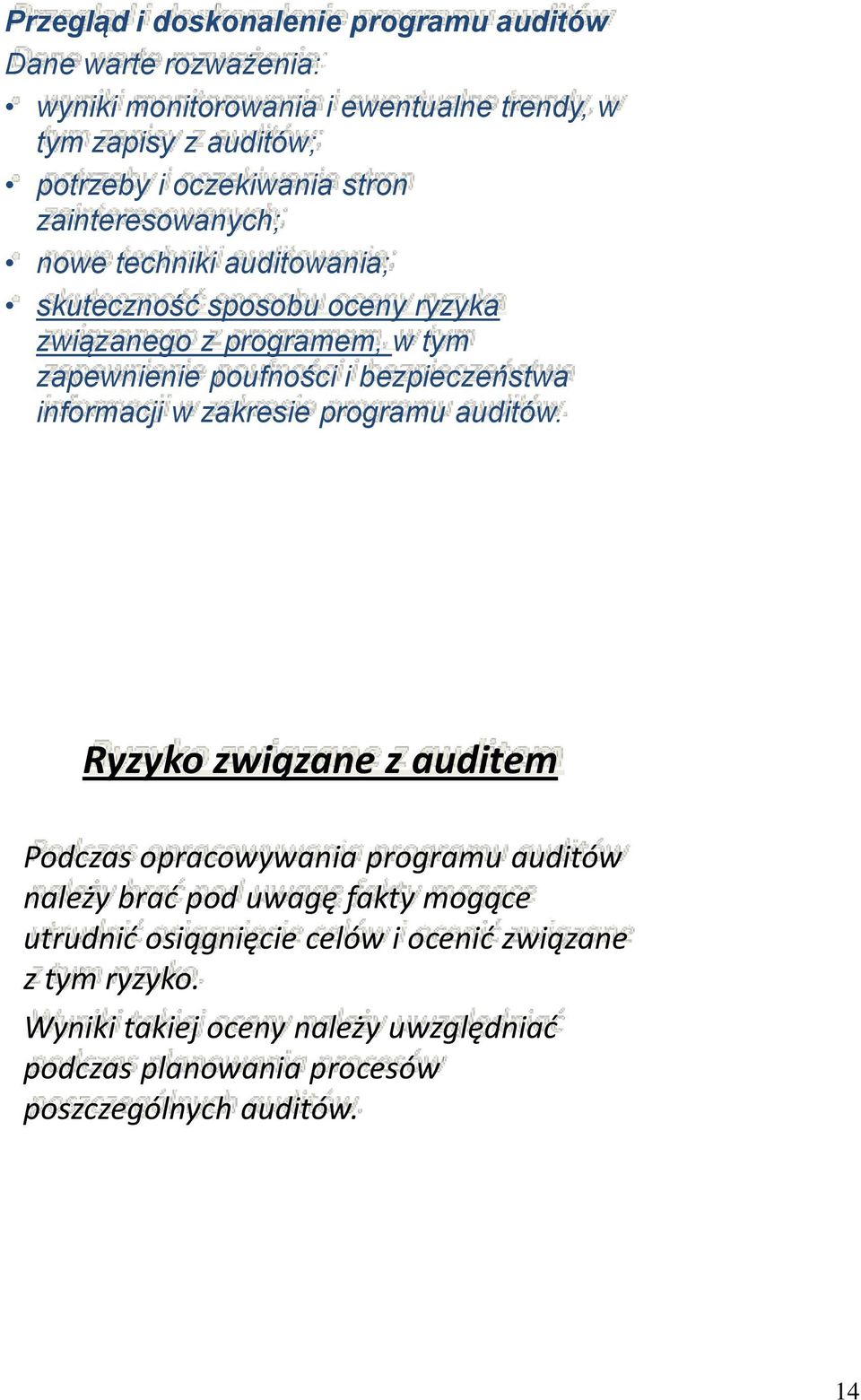 bezpieczeństwa informacji w zakresie programu auditów.