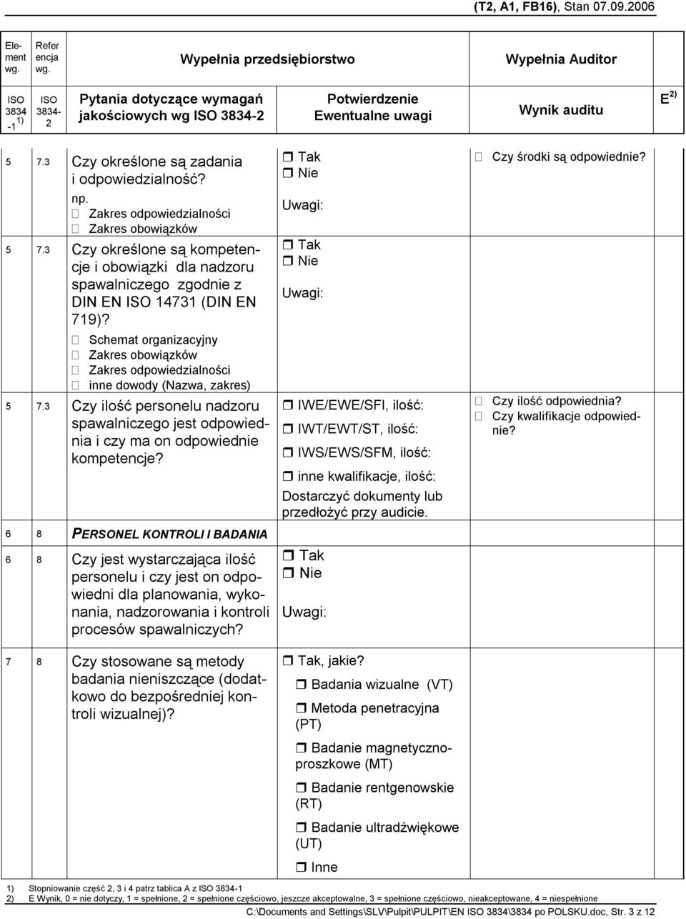 3 Czy ilość personelu nadzoru spawalniczego jest odpowiednia i czy ma on odpowiednie kompetencje?