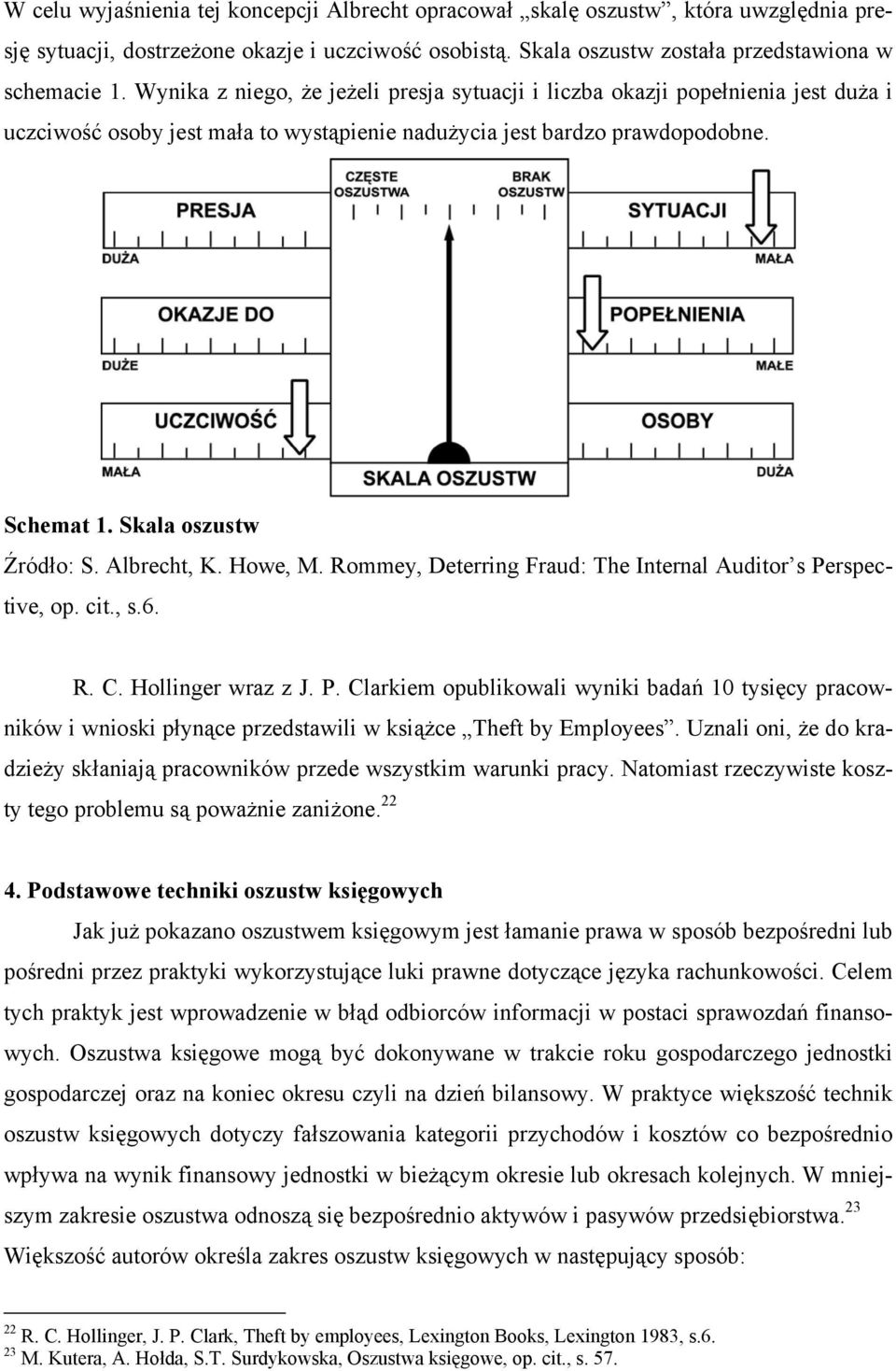 Albrecht, K. Howe, M. Rommey, Deterring Fraud: The Internal Auditor s Perspective, op. cit., s.6. R. C. Hollinger wraz z J. P. Clarkiem opublikowali wyniki badań 10 tysięcy pracowników i wnioski płynące przedstawili w książce Theft by Employees.