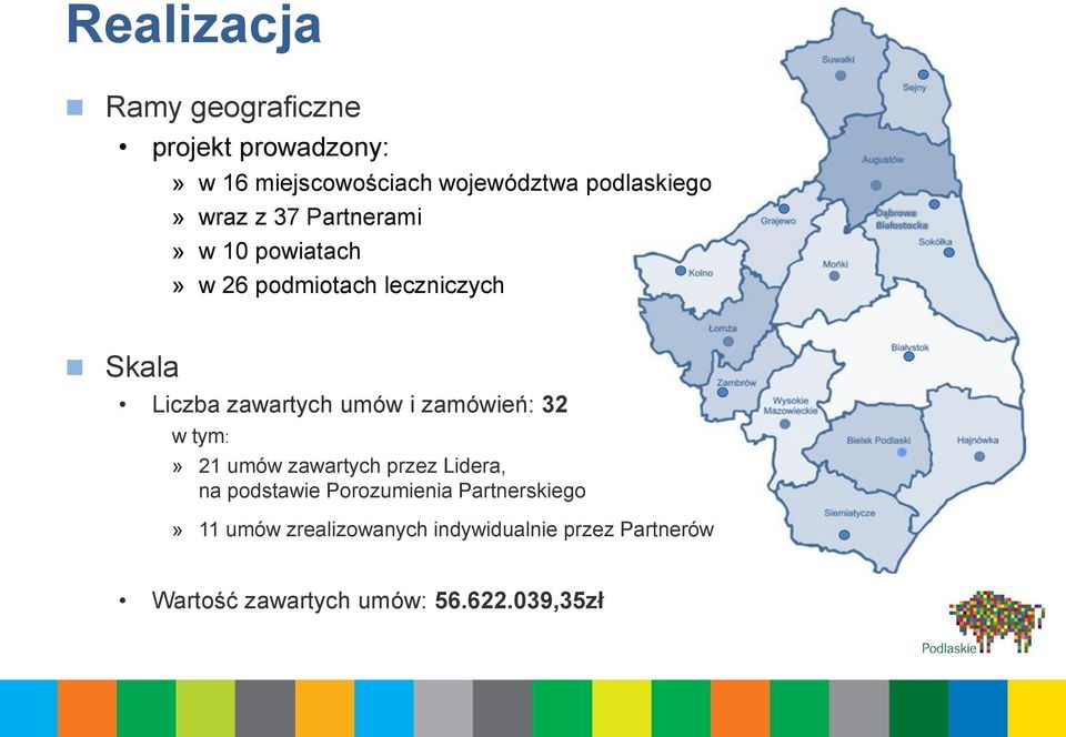 zawartych umów i zamówień: 32 w tym:» 21 umów zawartych przez Lidera, na podstawie Porozumienia