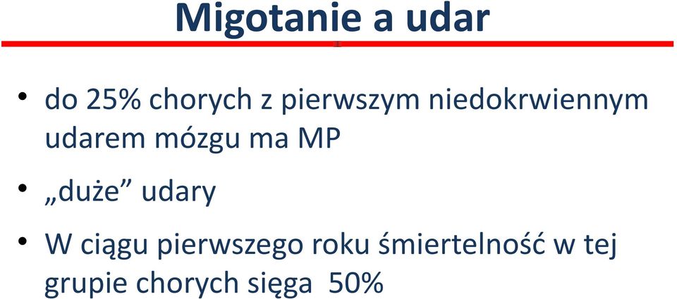 ma MP duże udary W ciągu pierwszego