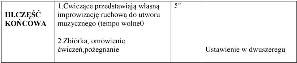 ruchową do utworu muzycznego (tempo wolne0