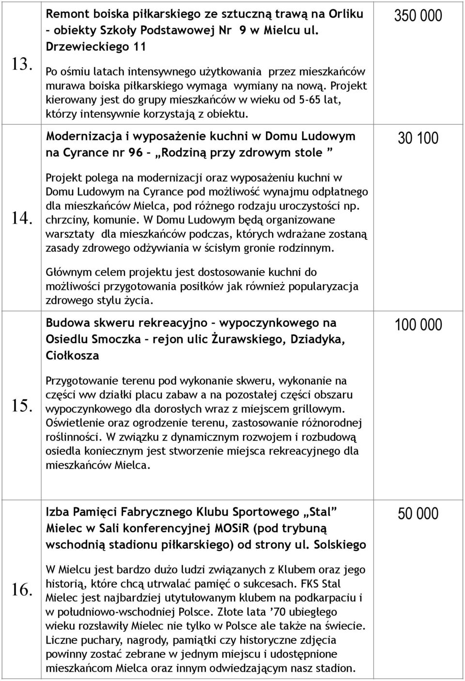 Projekt kierowany jest do grupy mieszkańców w wieku od 5-65 lat, którzy intensywnie korzystają z obiektu.