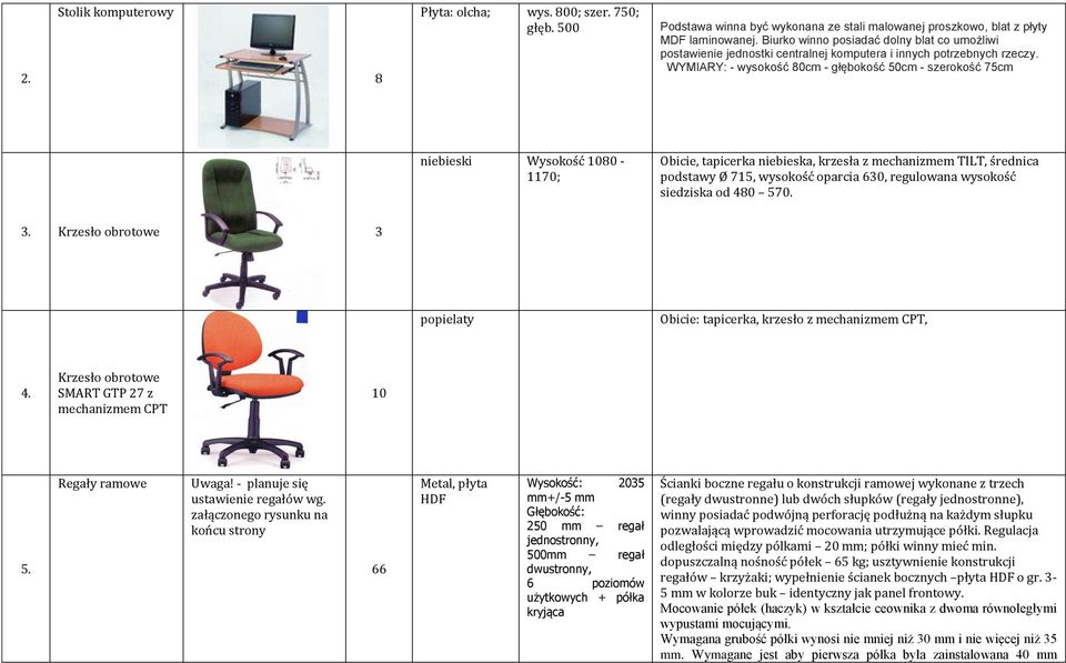 WYMIARY: - wysokość 80cm - głębokość 50cm - szerokość 75cm niebieski Wysokość 080-70; Obicie, tapicerka niebieska, krzesła z mechanizmem TILT, średnica podstawy Ø 75, wysokość oparcia 630, regulowana