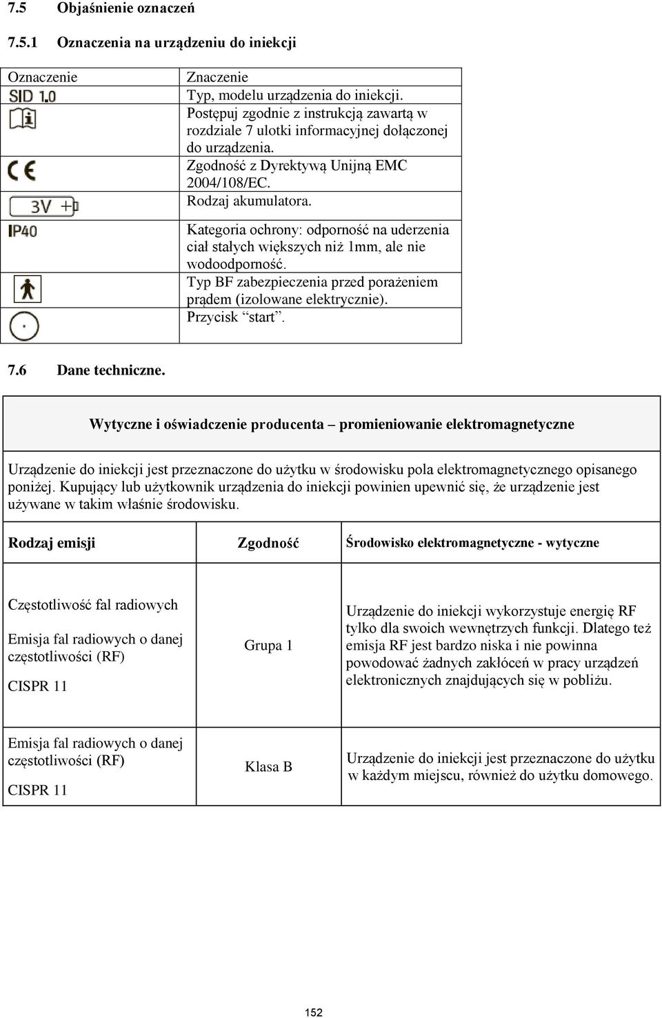 Kategoria ochrony: odporność na uderzenia ciał stałych większych niż 1mm, ale nie wodoodporność. Typ BF zabezpieczenia przed porażeniem prądem (izolowane elektrycznie). Przycisk start. 7.
