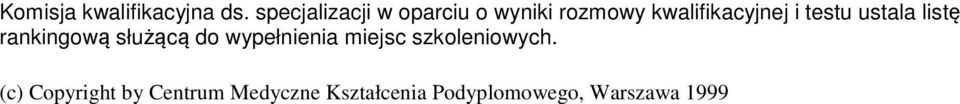 testu ustala listę rankingową służącą do wypełnienia