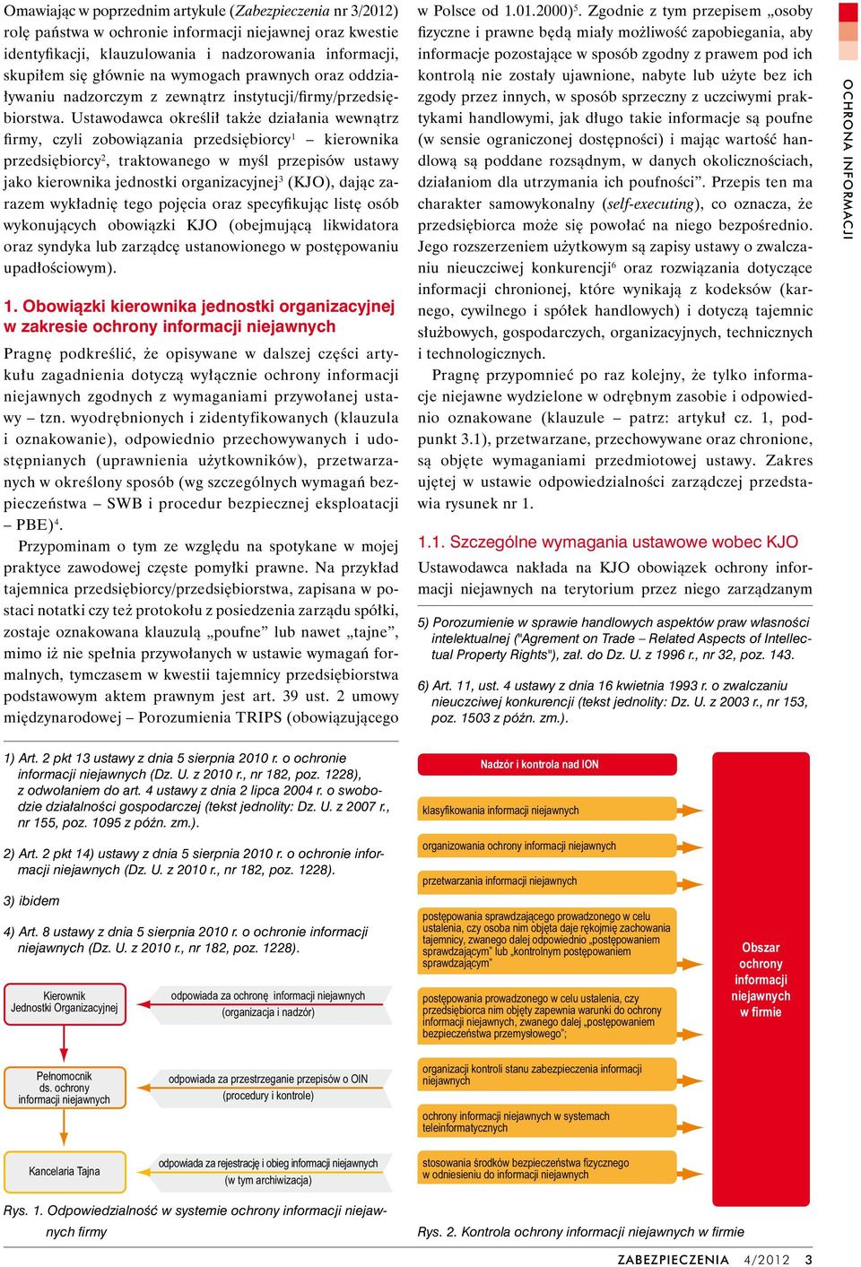 Ustawodawca określił także działania wewnątrz firmy, czyli zobowiązania przedsiębiorcy 1 kierownika przedsiębiorcy 2, traktowanego w myśl przepisów ustawy jako kierownika jednostki organizacyjnej 3