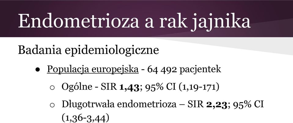 pacjentek o Ogólne - SIR 1,43; 95% CI