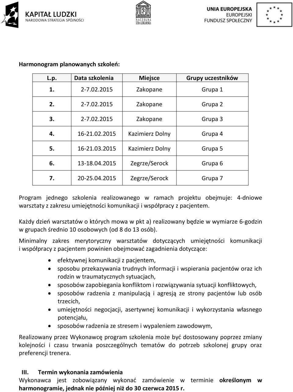 2015 Zegrze/Serock Grupa 6 7. 20-25.04.