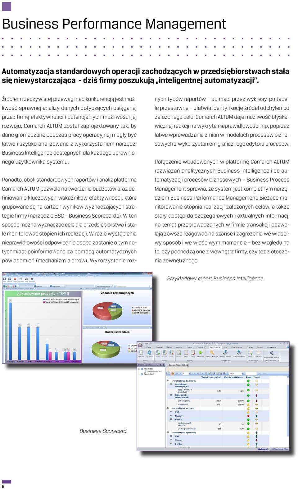 Comarch ALTUM został zaprojektowany tak, by dane gromadzone podczas pracy operacyjnej mogły być łatwo i szybko analizowane z wykorzystaniem narzędzi Business Intelligence dostępnych dla każdego
