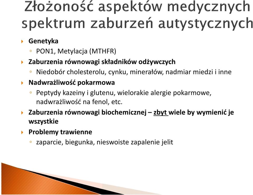 glutenu, wielorakie alergie pokarmowe, nadwrażliwość na fenol, etc.