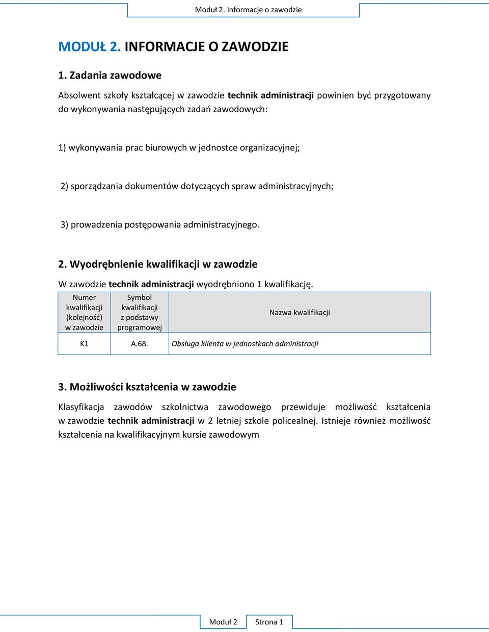 W W zawodzie technik administracji 1 kwalifika.