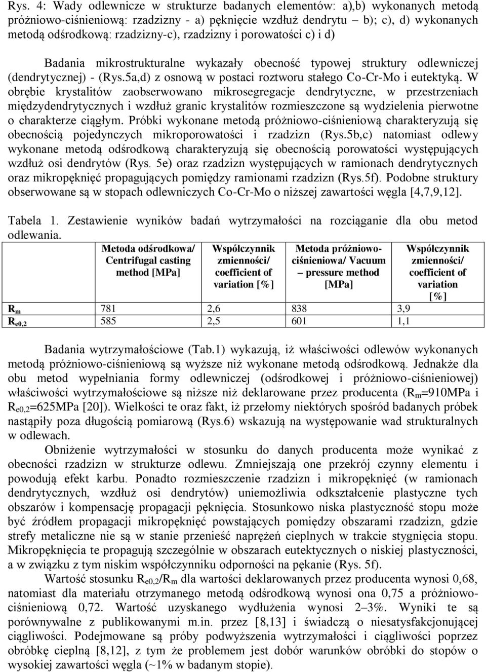 W obrębie krystalitów zaobserwowano mikrosegregacje dendrytyczne, w przestrzeniach międzydendrytycznych i wzdłuż granic krystalitów rozmieszczone są wydzielenia pierwotne o charakterze ciągłym.