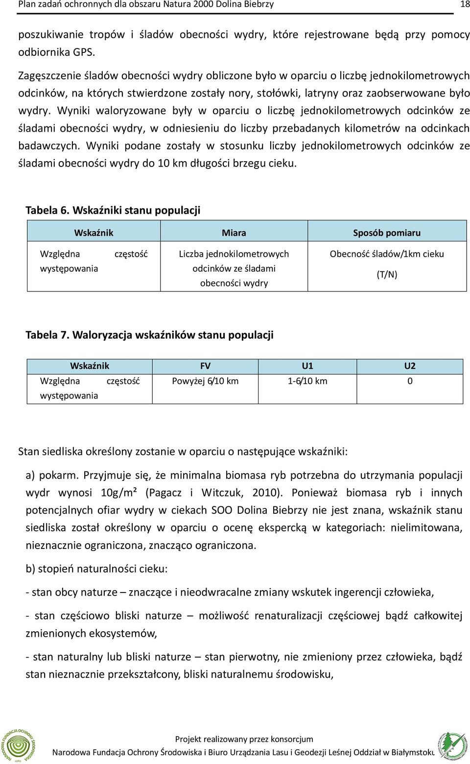 Wyniki waloryzowane były w oparciu o liczbę jednokilometrowych odcinków ze śladami obecności wydry, w odniesieniu do liczby przebadanych kilometrów na odcinkach badawczych.