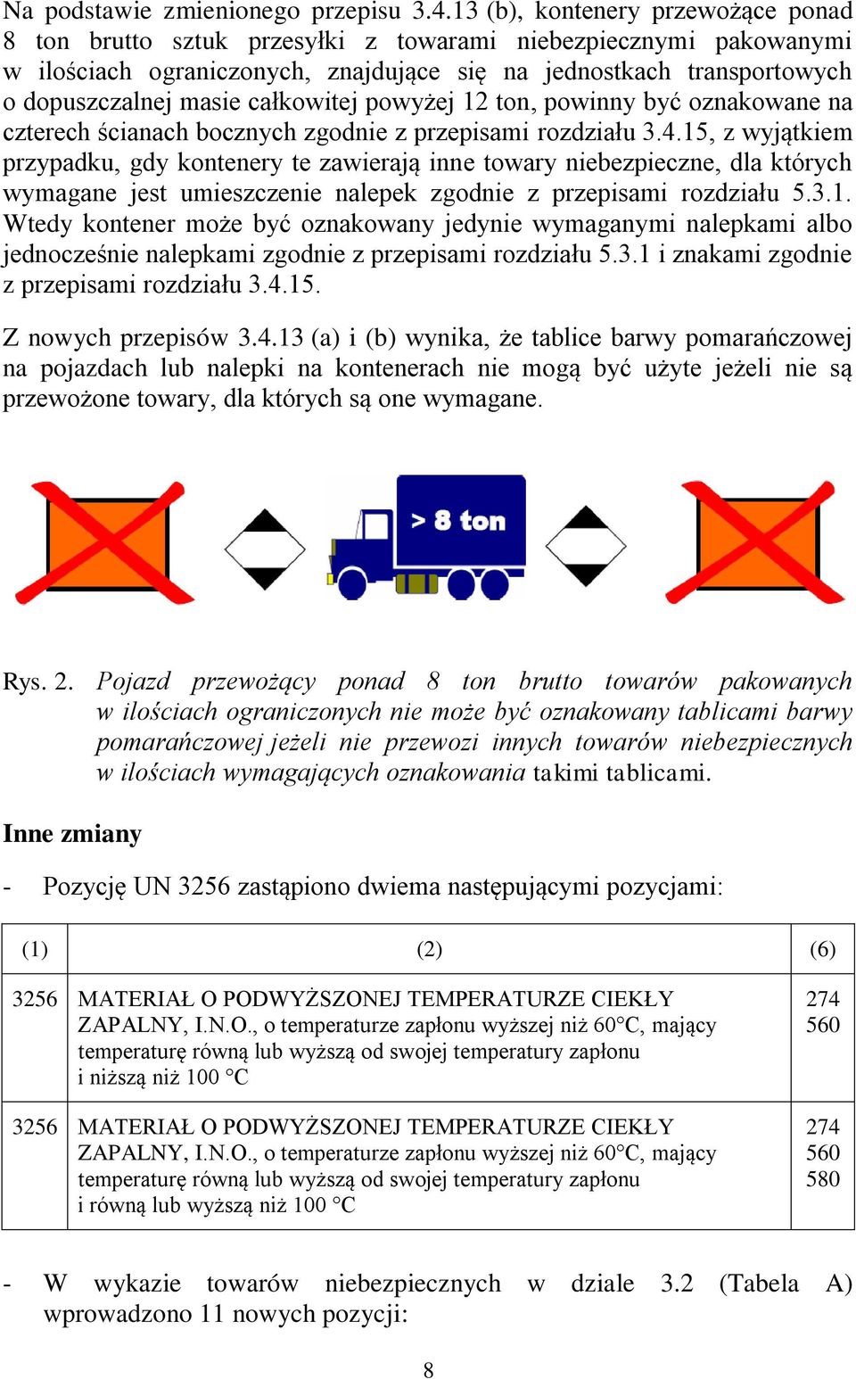 całkowitej powyżej 12 ton, powinny być oznakowane na czterech ścianach bocznych zgodnie z przepisami rozdziału 3.4.