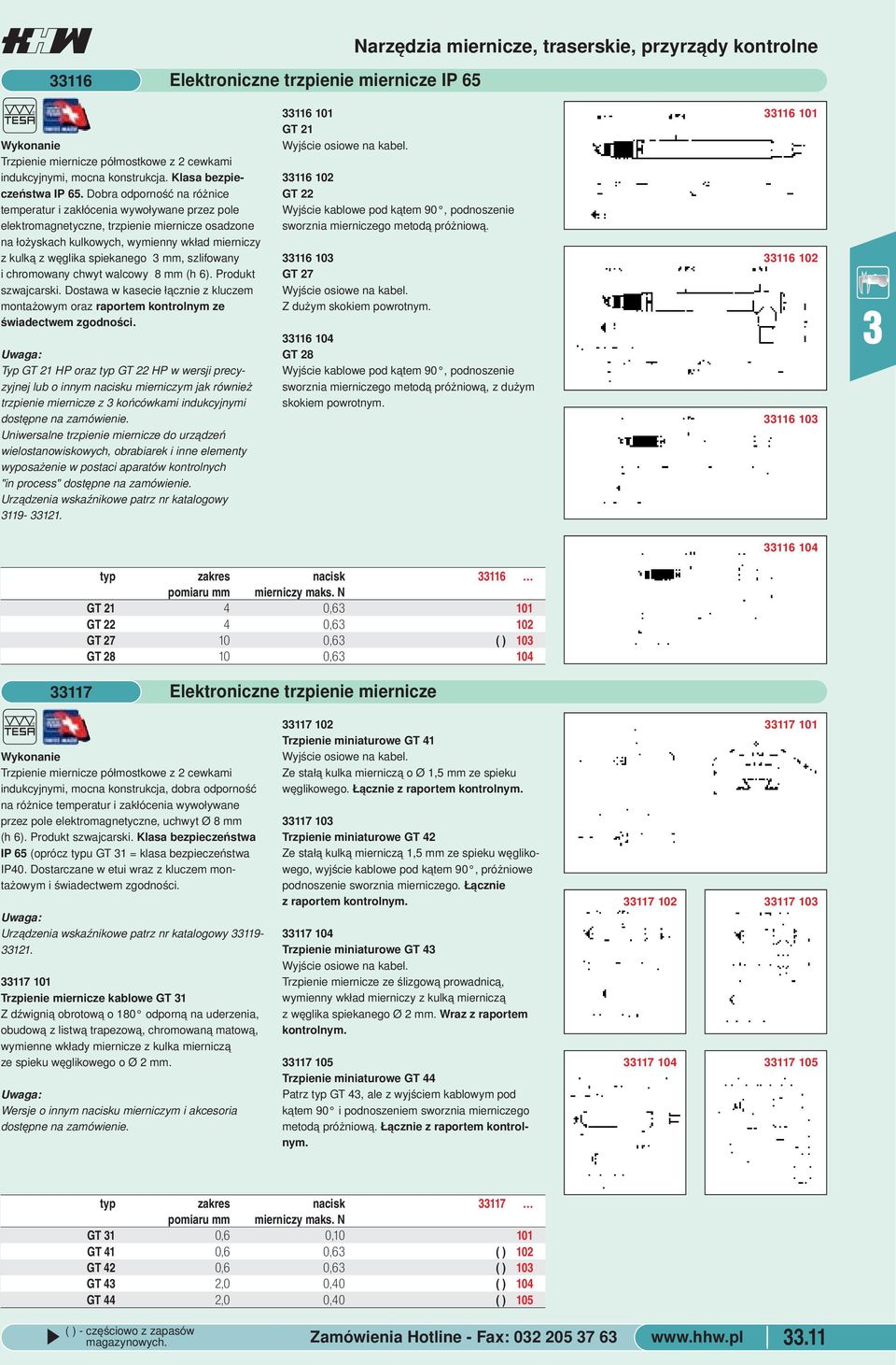 spiekanego mm, szlifowany i chromowany chwyt walcowy 8 mm (h 6) Produkt szwajcarski Dostawa w kasecie łącznie z kluczem montażowym oraz raportem kontrolnym ze świadectwem zgodności Typ GT 21 HP oraz