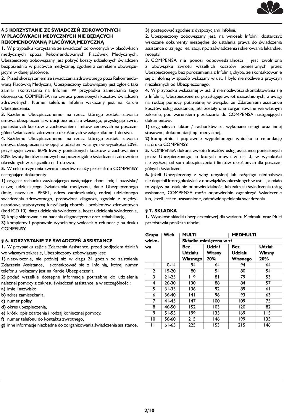 placówce medycznej, zgodnie z cennikiem obowiązującym w danej placówce. 2.