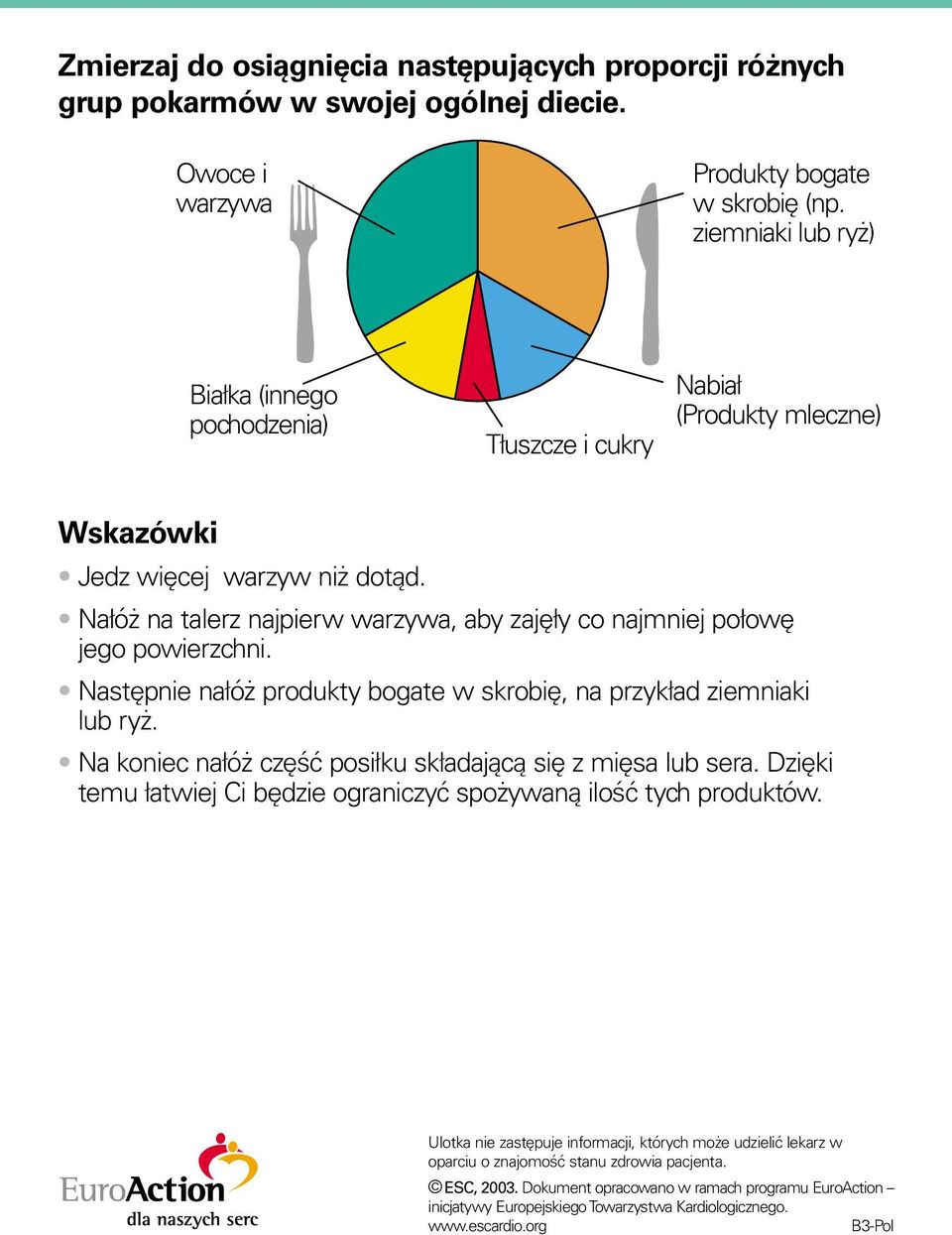 Nałóż na talerz najpierw warzywa, aby zajęły co najmniej połowę jego powierzchni. Następnie nałóż produkty bogate w skrobię, na przykład ziemniaki lub ryż.