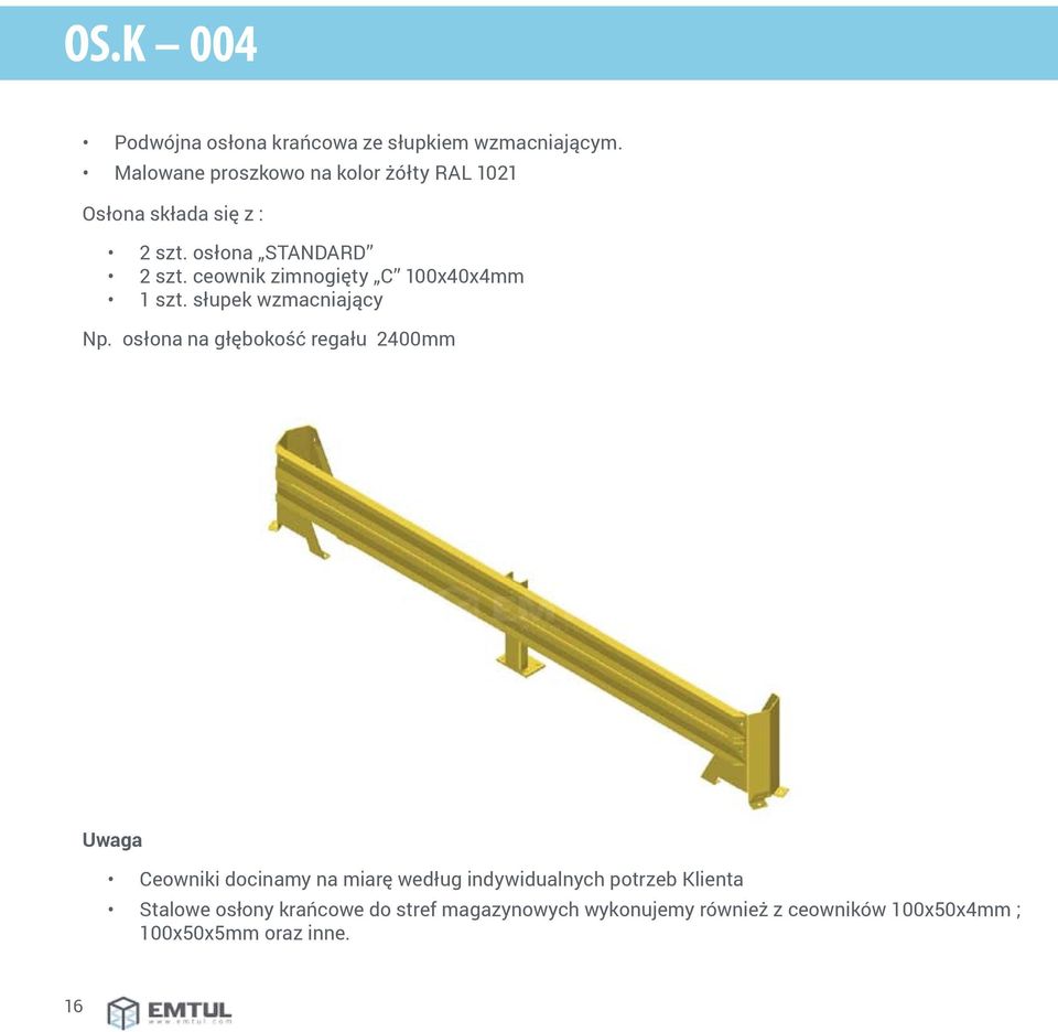 ceownik zimnogięty C 100x40x4mm 1 szt. słupek wzmacniający Np.