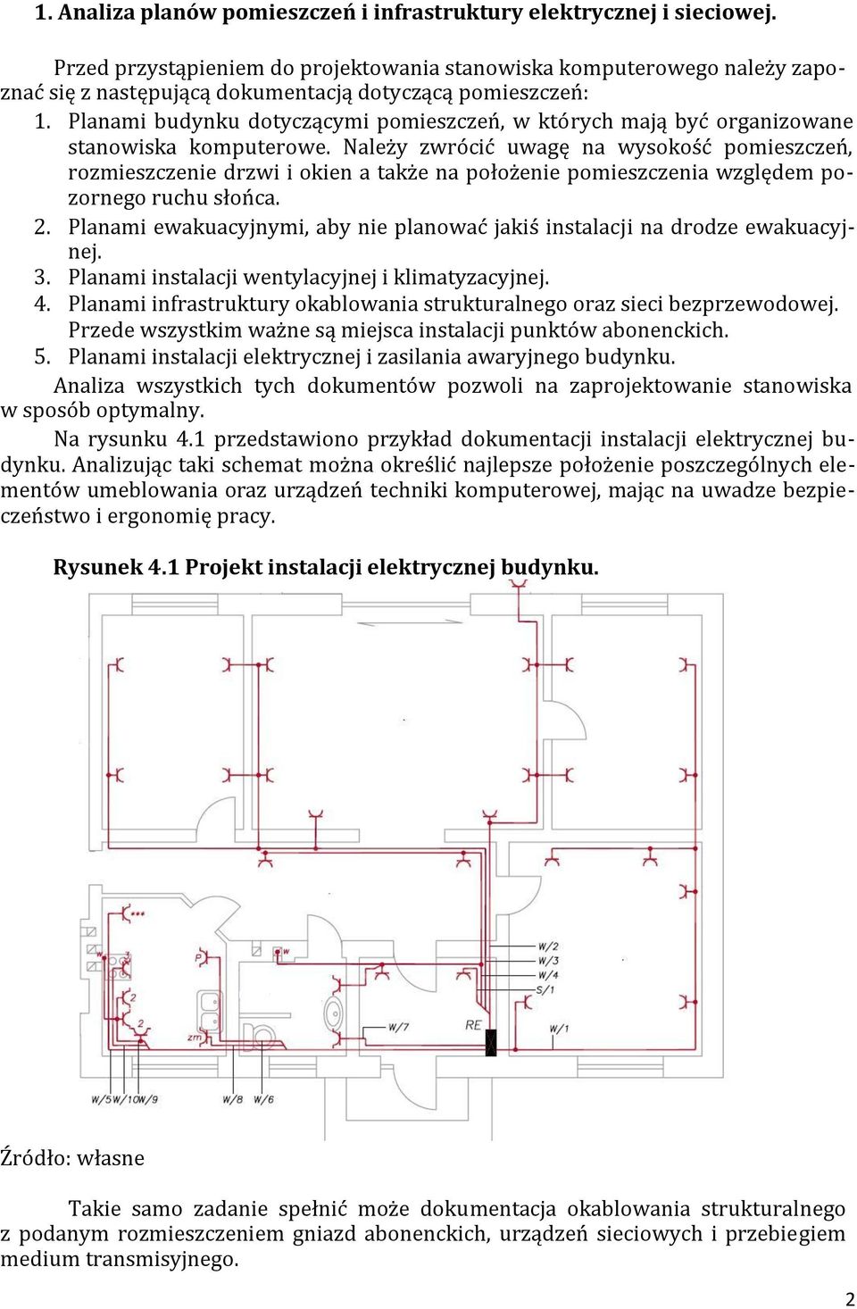 Planami budynku dotyczącymi pomieszczeń, w których mają być organizowane stanowiska komputerowe.