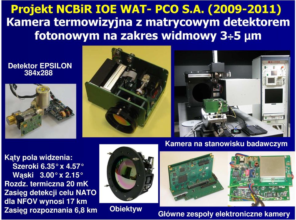 (2009-2011) Kamera termowizyjna z matrycowym detektorem fotonowym na zakres widmowy 3 5 µm