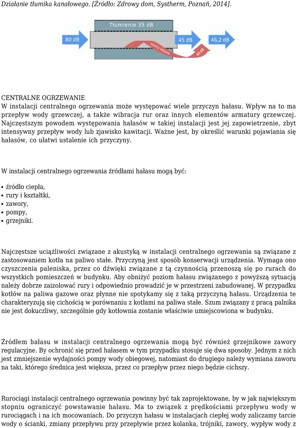 Najczęstszym powodem występowania hałasów w takiej instalacji jest jej zapowietrzenie, zbyt intensywny przepływ wody lub zjawisko kawitacji.