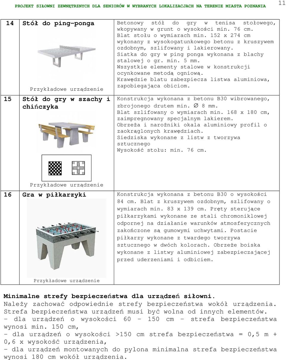 Wszystkie elementy stalowe w konstrukcji ocynkowane metodą ogniową. Krawędzie blatu zabezpiecza listwa aluminiowa, zapobiegająca obiciom.