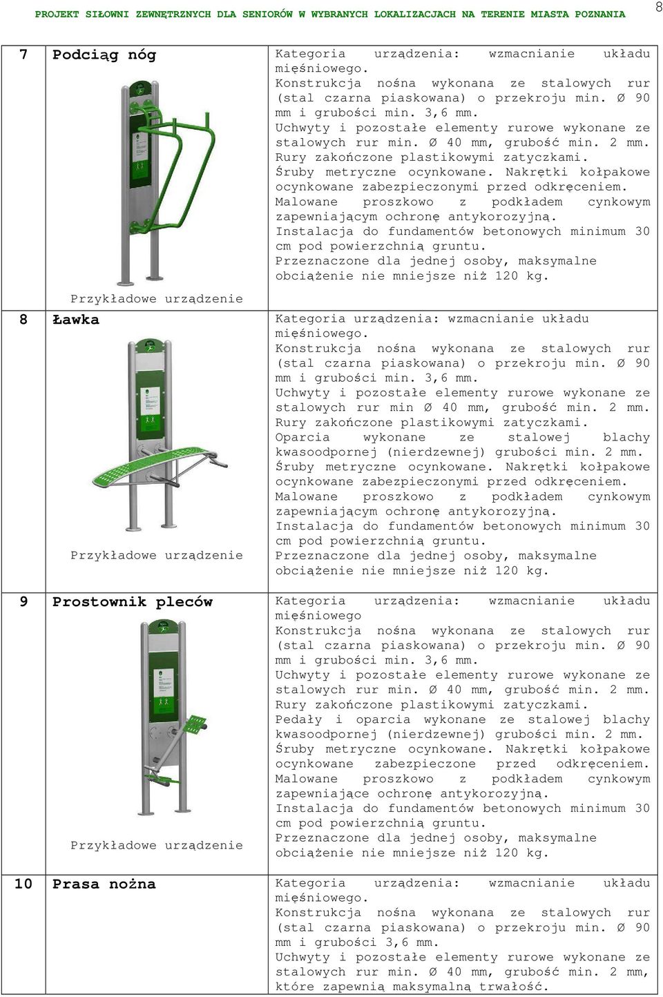 Nakrętki kołpakowe ocynkowane zabezpieczonymi przed odkręceniem. Malowane proszkowo z podkładem cynkowym zapewniającym ochronę antykorozyjną.