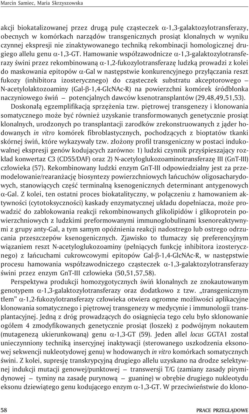 Hamowanie wspó³zawodnicze -1,3-galaktozylotransferazy œwini przez rekombinowan¹ -1,2-fukozylotransferazê ludzk¹ prowadzi z kolei do maskowania epitopów -Gal w nastêpstwie konkurencyjnego przy³¹czania