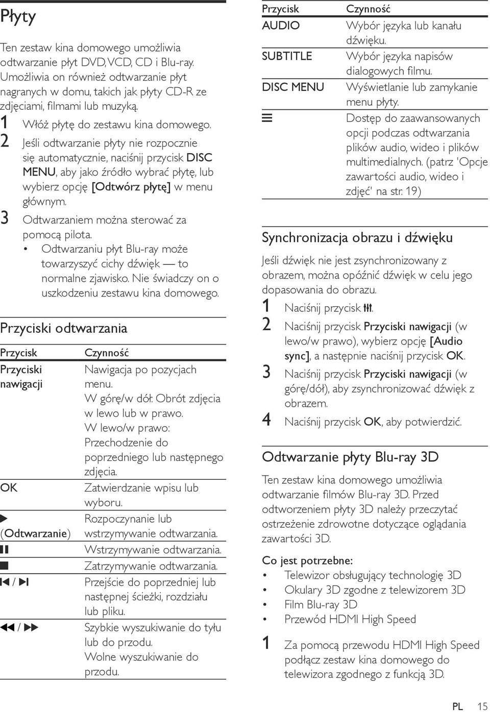 2 Jeśli odtwarzanie płyty nie rozpocznie się automatycznie, naciśnij przycisk DISC MENU, aby jako źródło wybrać płytę, lub wybierz opcję [Odtwórz płytę] w menu głównym.