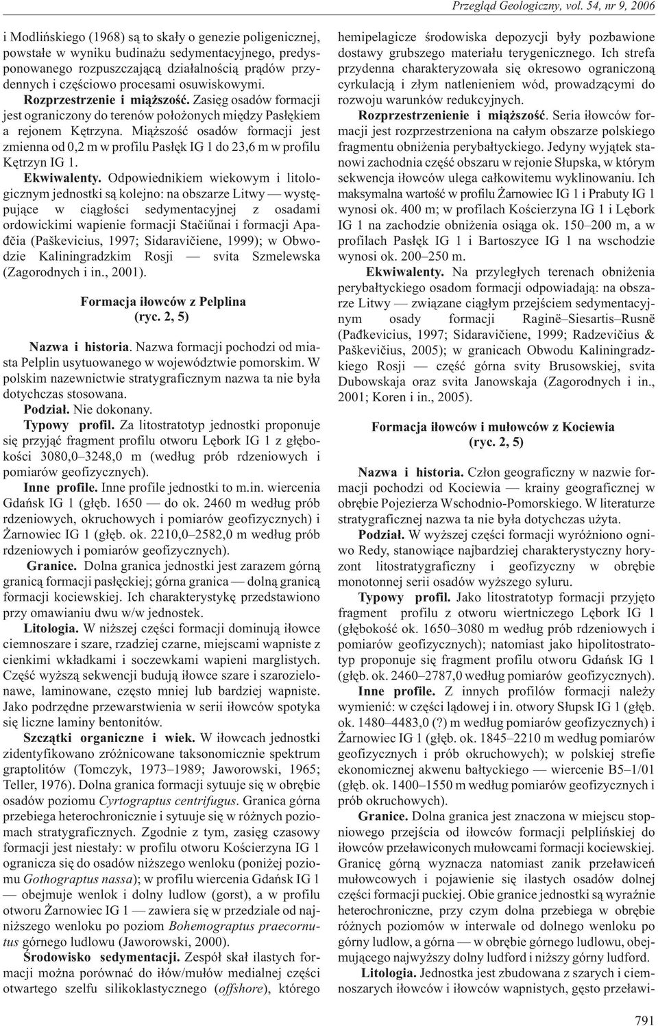 Mi¹ szoœæ osadów formacji jest zmienna od 0,2 m w profilu Pas³êk IG 1 do 23,6 m w profilu Kêtrzyn IG 1. Ekwiwalenty.