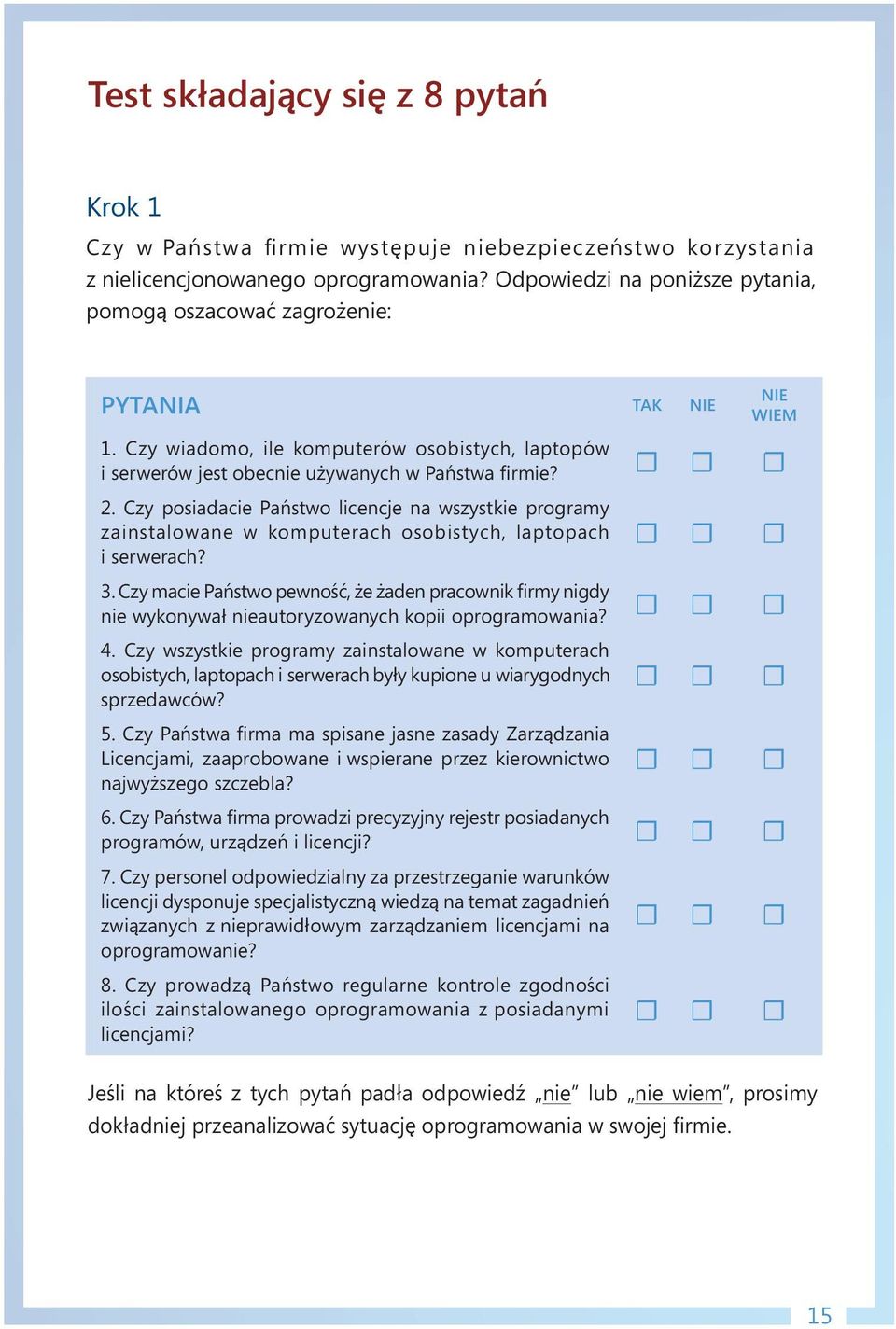 Czy posiadacie Państwo licencje na wszystkie programy zainstalowane w komputerach osobistych, laptopach i serwerach? 3.