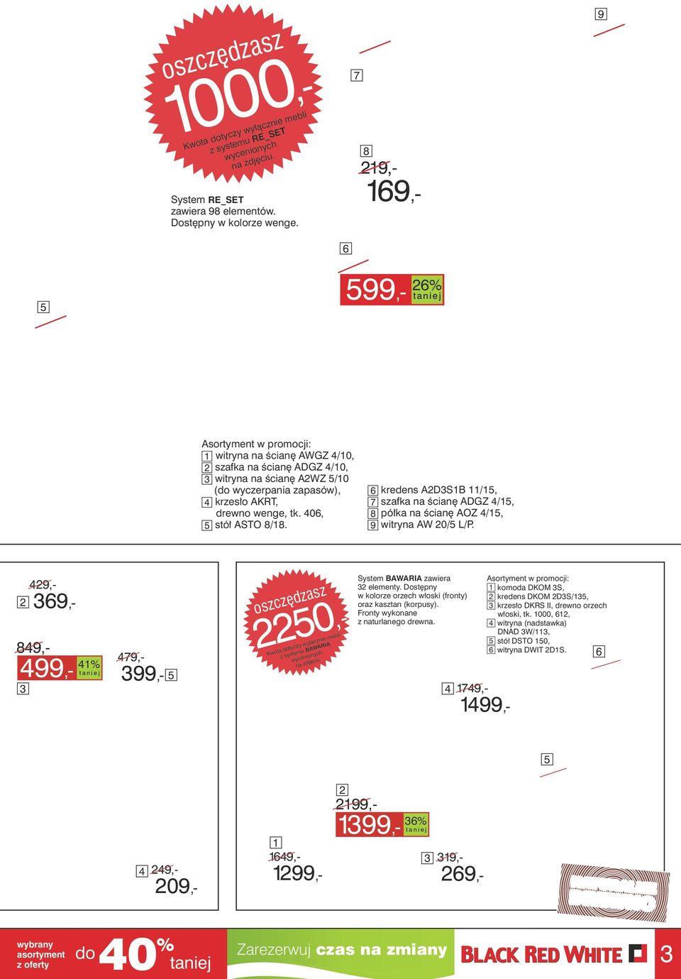 0, stół ASTO 8/8. kredens ADSB /, 7 szafka na ścianę ADGZ /, 8 półka na ścianę AOZ /, 9 witryna AW 0/ L/P. 89,- 99,- % 9,- 9,- 79,- 99,- 0,- z systemu BAWARIA System BAWARIA zawiera elementy.