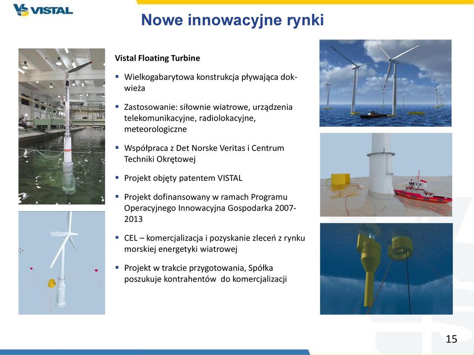 objęty patentem VISTAL Projekt dofinansowany w ramach Programu Operacyjnego Innowacyjna Gospodarka 2007-2013 CEL komercjalizacja i