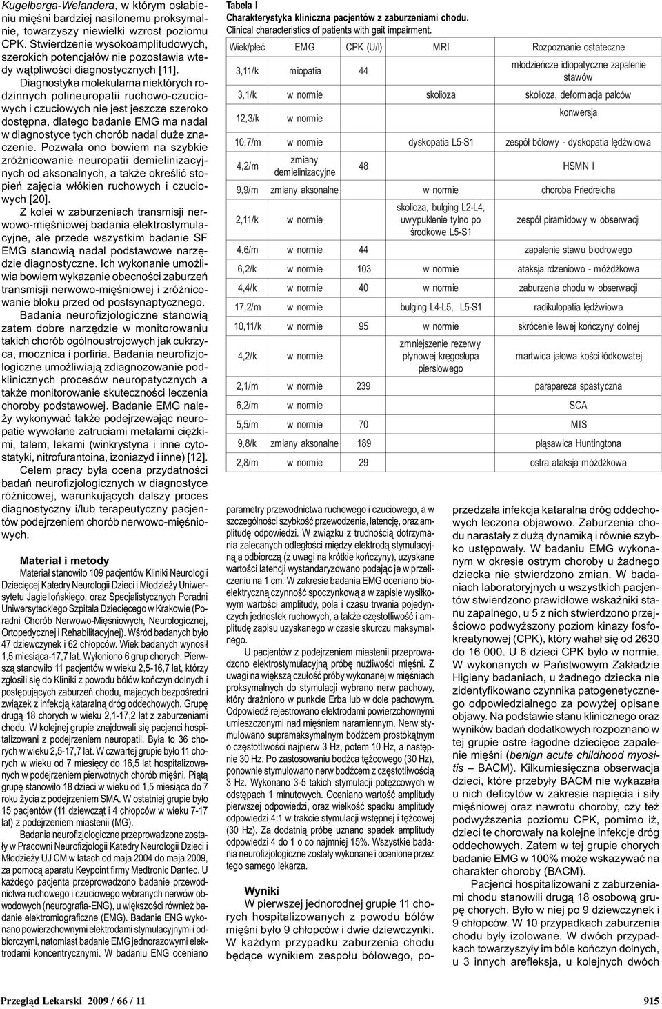 Diagnostyka molekularna niektórych rodzinnych polineuropatii ruchowo-czuciowych i czuciowych nie jest jeszcze szeroko dostêpna, dlatego badanie EMG ma nadal w diagnostyce tych chorób nadal du e