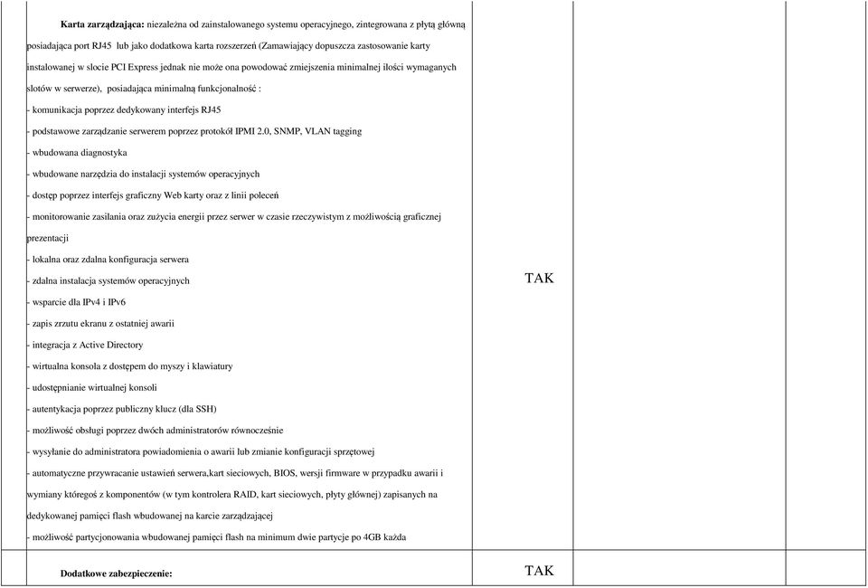 interfejs RJ45 - podstawowe zarządzanie serwerem poprzez protokół IPMI 2.