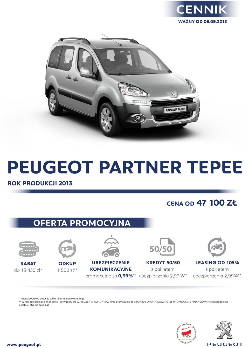 UBEZPIECZENIE KOMUNIKACYJNE promocyjne za 0,99%** KREDYT 50/50 z pakietem ubezpieczenia 2,99%** LEASING OD 105% z pakietem