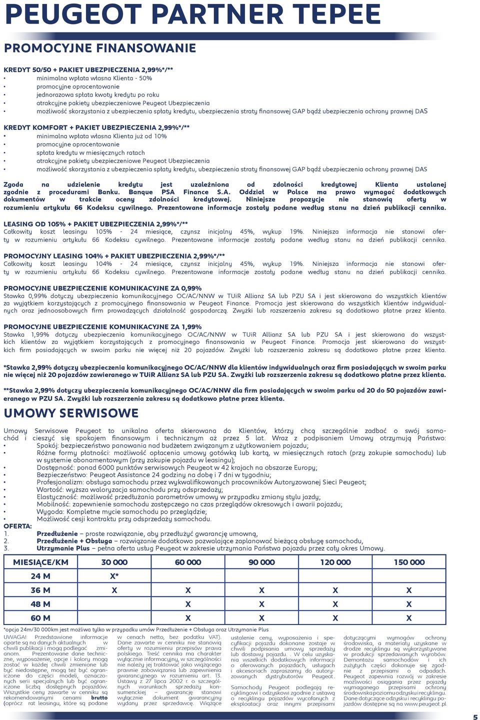 UBEZPIECZENIA 2,99%*/** minimalna wpłata własna Klienta już od 10% promocyjne oprocentowanie spłata kredytu w miesięcznych ratach atrakcyjne pakiety ubezpieczeniowe Peugeot Ubezpieczenia możliwość